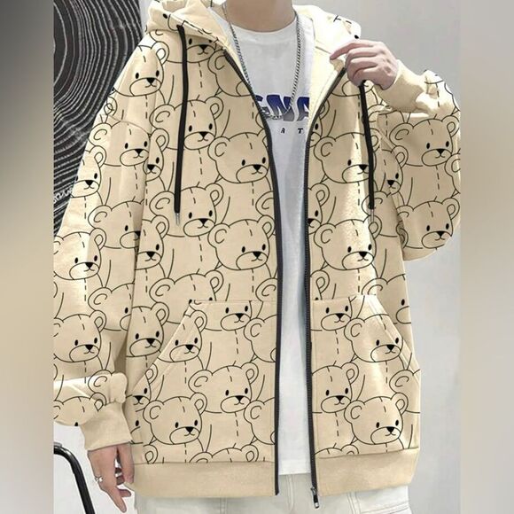 Brown bear kawaii oversized XL ZIP up hoodie cozy - Picture 7 of 7